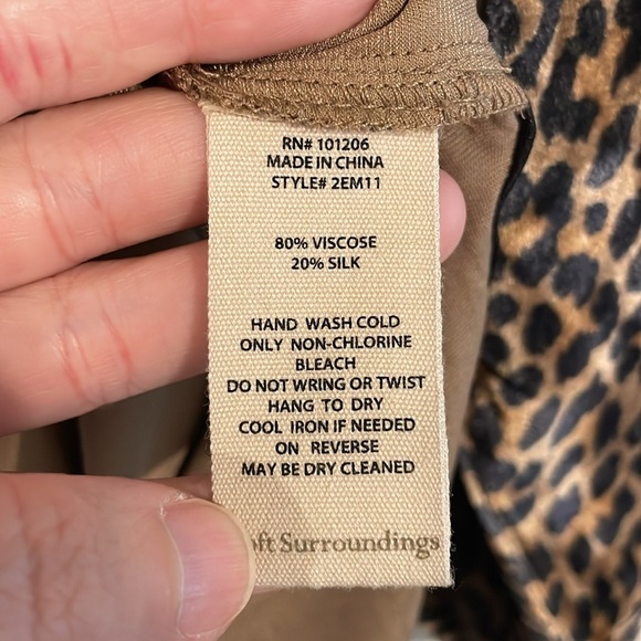 Soft Surroundings Brown Longline Cheetah Print Velvet Silk Button Down Top - Picture 10 of 14